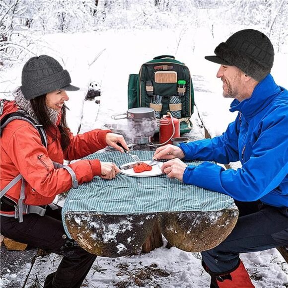 2Pcs Unisex Knit Beanie Ski Masks Neck Gaiter with Ears Covers - Picture 3 of 7